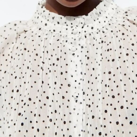 ZARA POLKA DOT BLOUSE - Picture 5 of 9